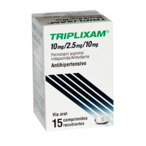 TRIPLIXAM 10 / 2.5 / 10 MG (  AMLODIPINE + INDAPAMIDE + PERINDOPRIL ) 15 FILM-COATED TABLETS