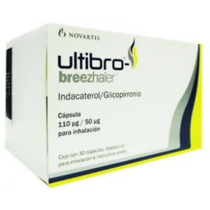 ULTIBRO BREEZHALER 110 / 50 MCG ( INDACATEROL + GLYCOPYRRONIUM ) 30 INHALATION CAPSULES