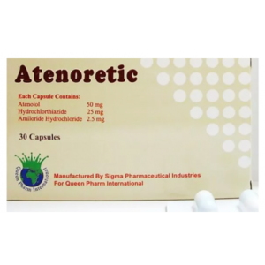 Atenoretic ( Atenolol 50 mg + Hydrochlorothiazide 25 mg + Amiloride Hydrochloride 2.5 mg ) 30 capsules