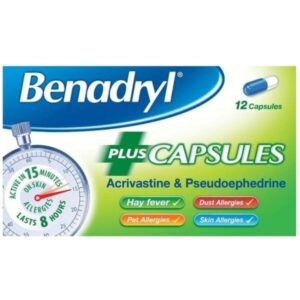 Benadryl Allergy Relief Plus Decongestant Capsules 12?s