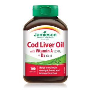 Jamieson Cod Liver Oil with Vitamin A + D3 100 Softgels