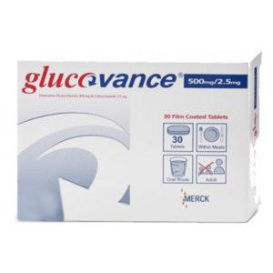Glucovance 500 / 2.5 mg ( Metformin / Glyburide ) 30 film-coated tablets