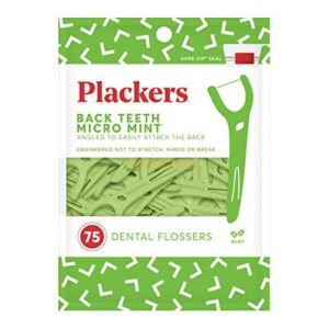 Plackers Back Teeth Micro Mint Dental Floss Picks, 75 Count