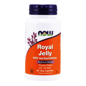 NOW Royal Jelly 1500 mg Superfood Freeze-Dried 6% 10 - HDA  60 Veg Capsules
