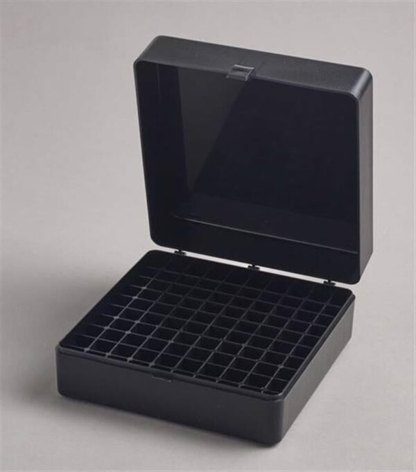 100 Place Freezer Box Black with Hinged Lid for 0.5-2ml Tubes