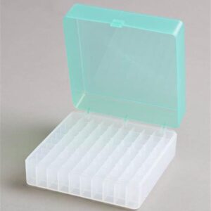 100 Place Freezer Box Green with Hinged Lid for 0.5-2ml Tubes