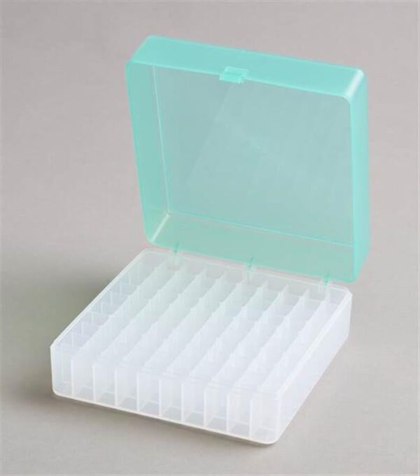 100 Place Freezer Box Green with Hinged Lid for 0.5-2ml Tubes