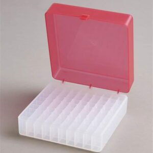 100 Place Freezer Box Red with Hinged Lid for 0.5-2ml Tubes