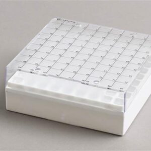 81 Place Polycarbonate Cryo Box fixed rack, 132 x 132. White. Pack of 5