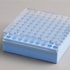 81 Place Polycarbonate Cryo Box fixed rack, 132 x 132. Blue. Pack of 5