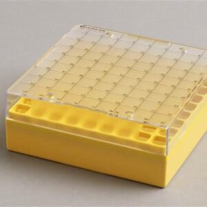 81 Place Polycarbonate Cryo Box fixed rack, 132 x 132. Yellow. Pack of 5