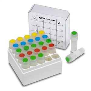 25 Place Polycarbonate Box White Base & Insert with Clear Lid Pack of 8 for 0.5-2ml Tubes