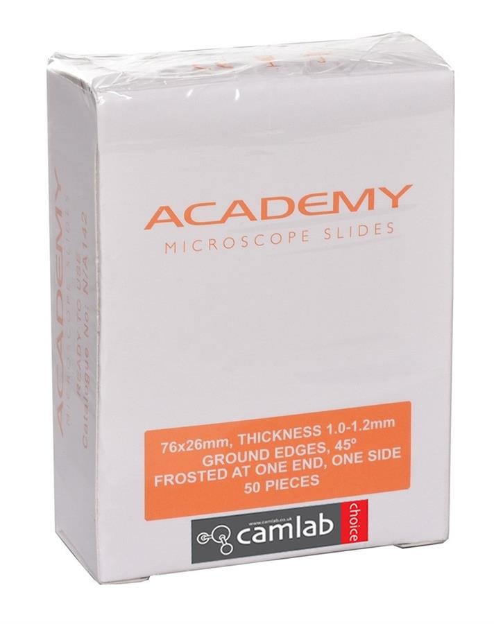 Academy Microscope Slide 1.0-1.2mm thick One Frosted End One Side pk50