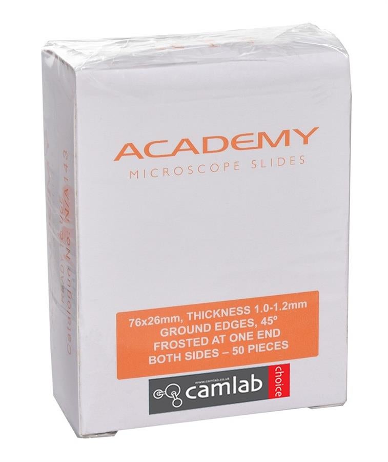 Academy Microscope Slide 1.0-1.2mm thick One Frosted End Both Sides pk50