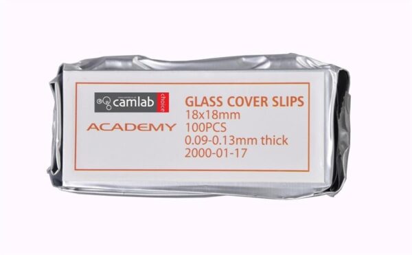 Academy Cover Slips 0.09-0.13mm Thick 18 x 18mm Pack of 100