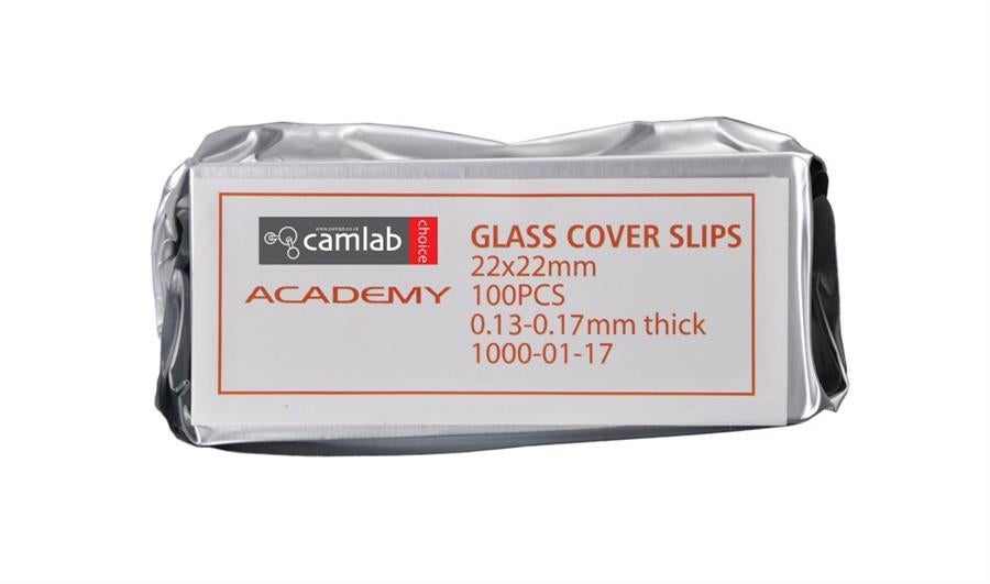 Academy Cover Slips 0.13-0.17mm Thick 22 x 22mm Pack of 100