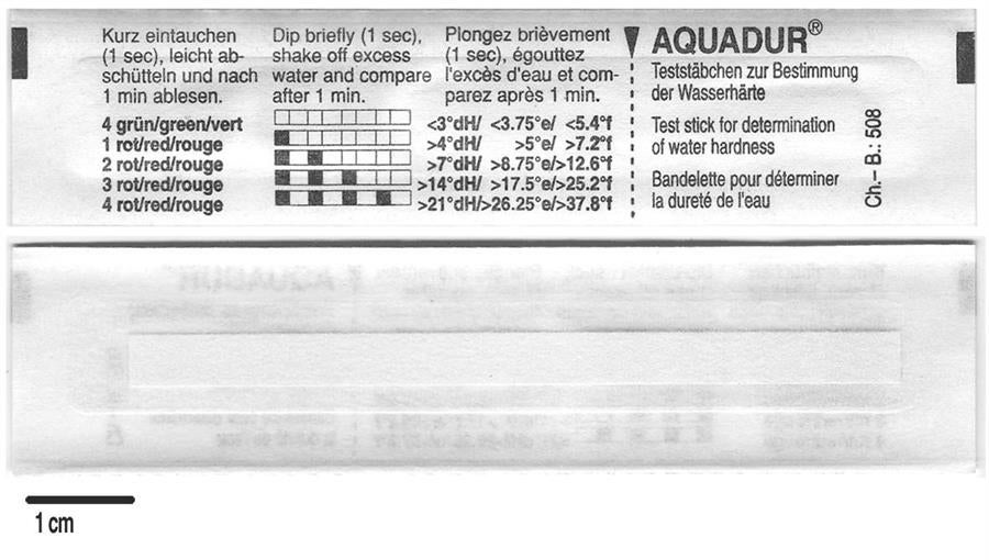 AQUADUR water hardness test sticks 55-375ppm - pack of 1000 sealed sticks