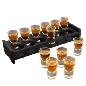 Tequila Shot Glasses (x12) with Rack