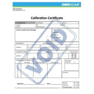 Calibration Certificate for Adam Balances