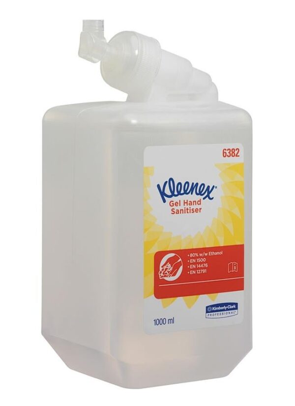 6382 KLEENEX  Gel Hand Sanitiser - Unfragranced - Clear - 6 Cassettes x 1 Litre