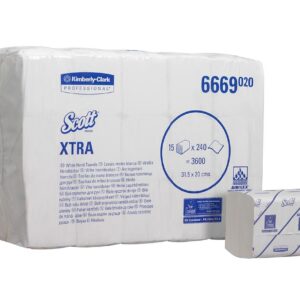 6669 SCOTT  XTRA Hand Towels - Interfolded/Medium - White - 15 x 240 Sheets