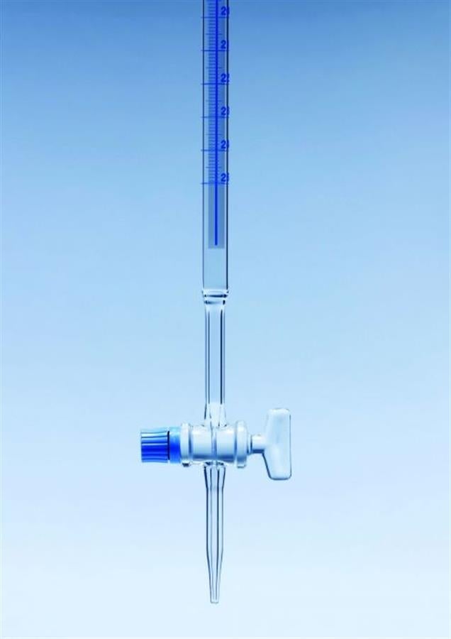 Class AS Glass Burette Glass key 10ml 0.05ml blue 620mm length Shellbach