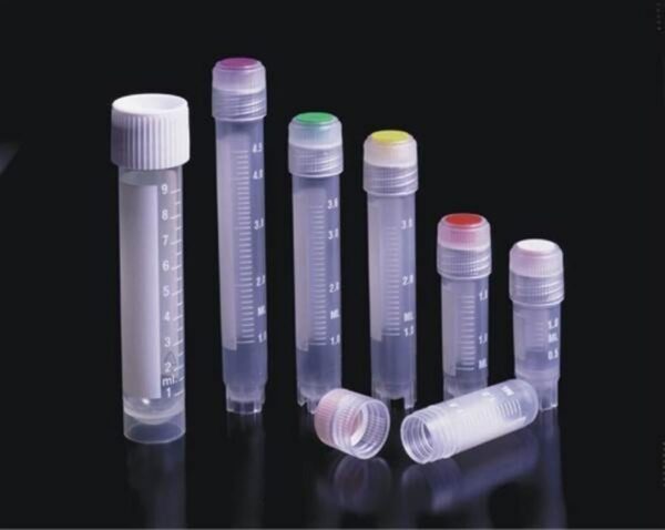 Cryogenic vials, external thread, silicone seal