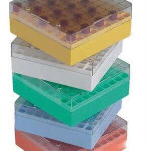 81 Place Polycarbonate Fixed Rack Cryo Box. 132 x 132 for 0.5-2ml tubes (12.5mm diameter)
