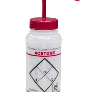Bel-Art Safety-Labelled 2-Colour Acetone Wide-Mouth Wash Bottle, 500ml, Pack of 6