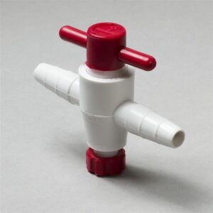 Bel-Art Two Way Stopcock for 1/4" to 3/8" tubing, 2mm Bore, PTFE