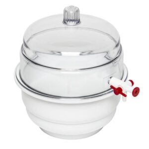 Bel-Art Desiccator PC/PP Vacuum with White Bottom, 0.20 cu.ft