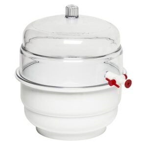Bel-Art Desiccator PC/PP Vacuum with White Bottom, 0.31 cu.ft