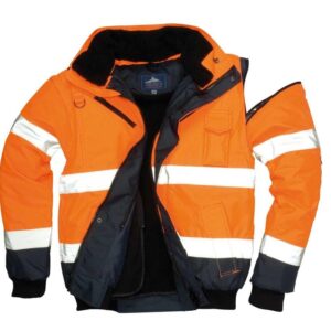C465 Orange/Navy Hi-Vis Contrast Bomber Jacket