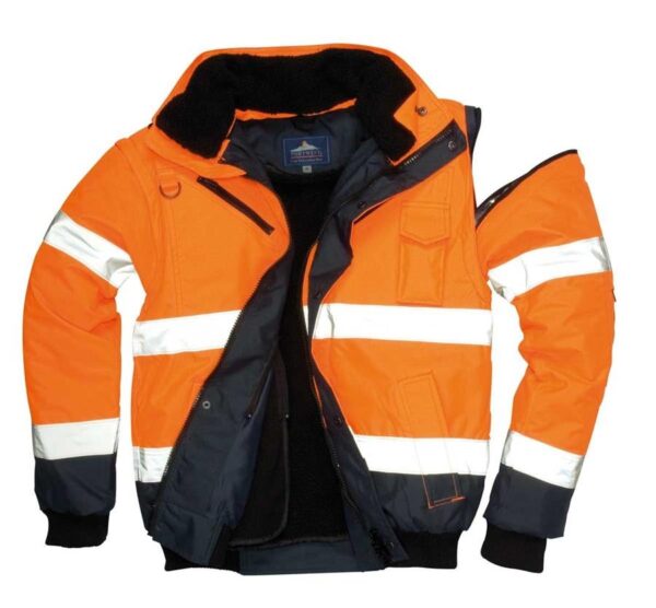 C465 Orange/Navy Hi-Vis Contrast Bomber Jacket
