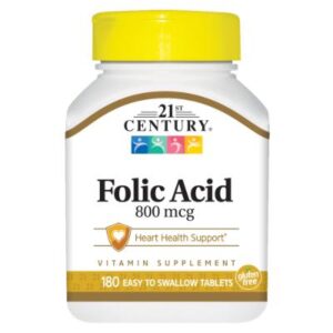 21st Century Folic Acid 800 mcg 180 Tablets