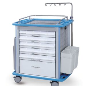 MEDICATION TROLLEY, 30 bins, 2 drawers, centr. lock