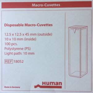 (spectrophotometer) MACRO-CUVETTE, PS, 10mmx10mm, s.u.