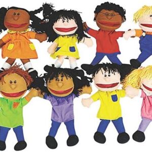 HAND PUPPET, multi ethnic, 30-40cm, set of 8