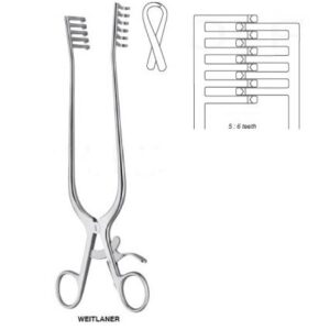 RETRACTOR, WEITLANER 24 cm, 5x6 blunt prongs 25 mm 24-22-27