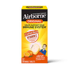 Airborne Immune Support Supplement Citrus Flavour 32 Chewable Tablets