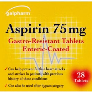 Aspirin Enteric Coated 75 mg 28 Tablets