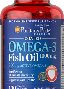 Puritan's Pride Omega 3 Fish Oil 1000 mg 100 Soft Gels