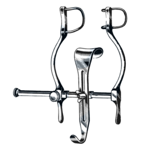 Baby Balfour Retractor 3 1/2" (19 cm) Spread. Fenestrated Blades, 1 1/8" (30 mm) Center Blade 1" (25 mm) Deep x 3/4" (19 mm) Wide