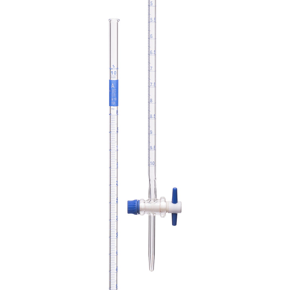Burette with Straight Bore PTFE Key Stopcock, Class A