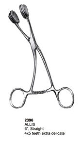 Tissue Forceps Allis 6" Straight 4x5 teeth Extra Delicate