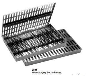 Micro Surgery Set of 10 Pieces with Sterilization Tray