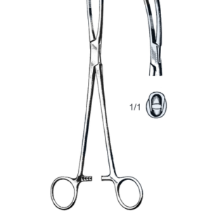 Jacobs Uterine Vulsellum Forceps 2 x 2 Prongs, Curved Sideways 8 1/4" (21 cm)