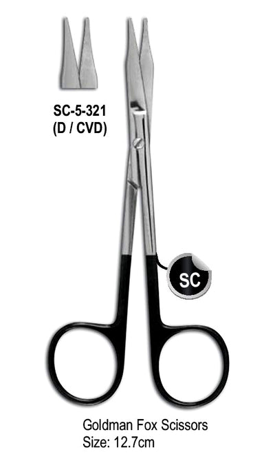 Goldman Fox Scissor Super Cut Scissor D/CVD 12.7cm with Black Color Rings