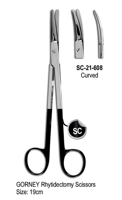 Gorney Rhytidectomy Scissor Super Cut Scissor Curved 19cm with Black Color Rings