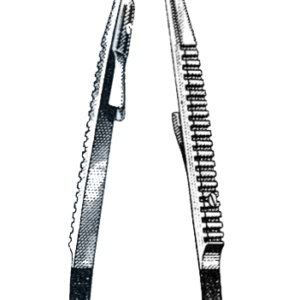 Castroviejo Needle Holder, Straight, W/Catch, Serrated Carbide Jaw 5 1/2" (14 cm)